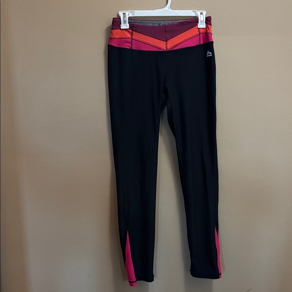 Adidas Black Leggings with Pink and Orange Accents - Picture 1 of 6